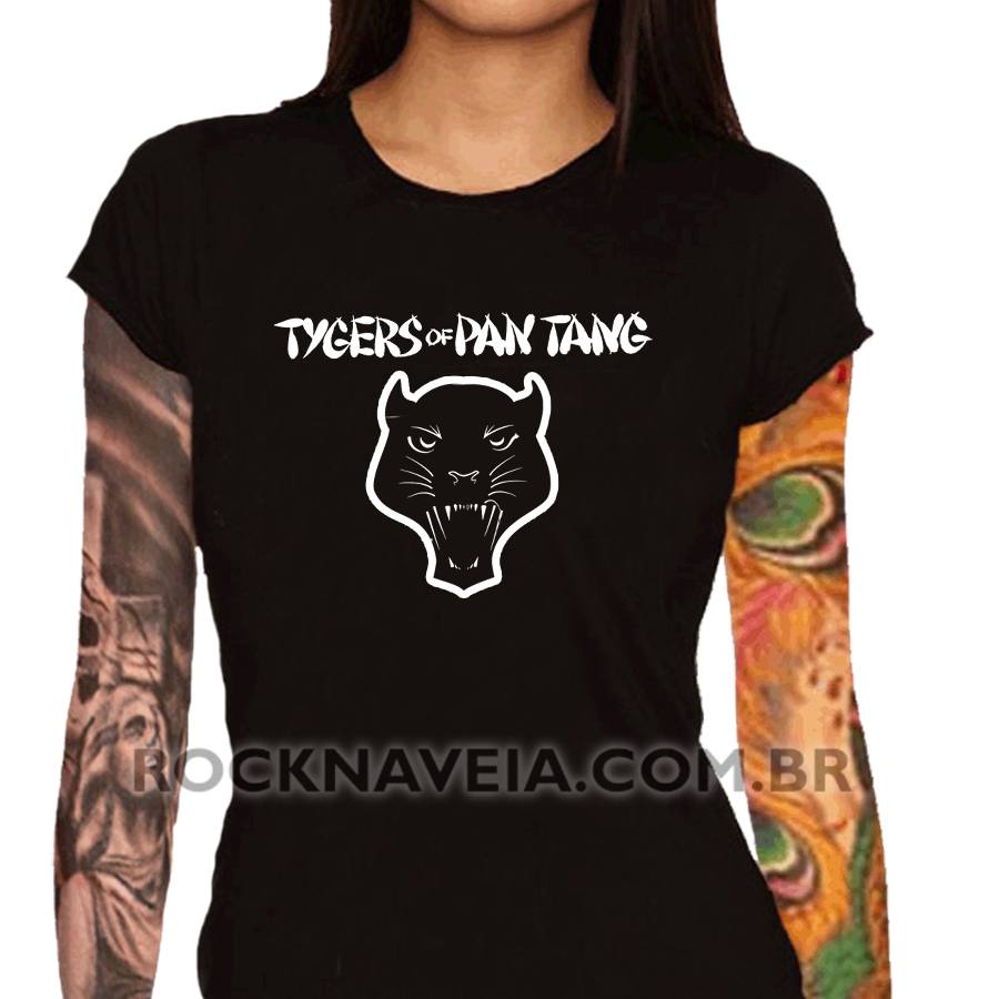 Camiseta Feminina Baby Look Tygers Of Pan Tang Estamparia Rock Na Veia