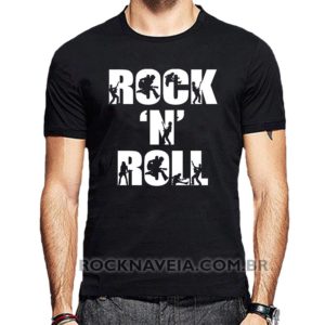 Camiseta Masculina Rock N Roll V Estamparia Rock Na Veia