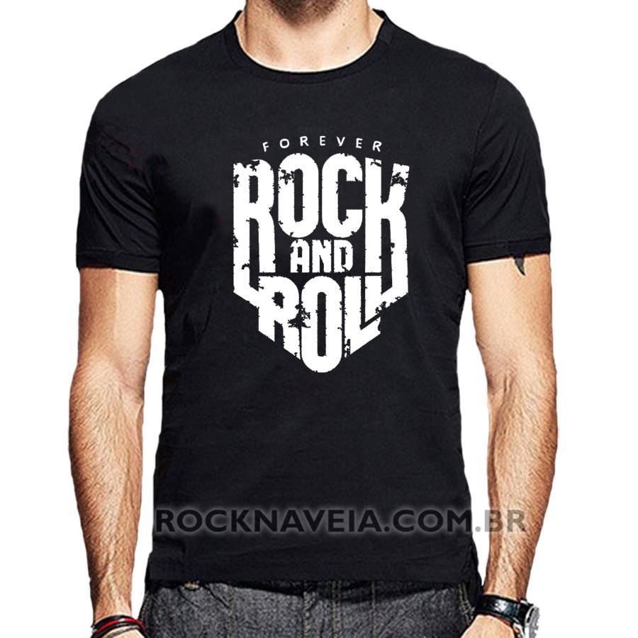 Camiseta Masculina Forever Rock N Roll V2 ESTAMPARIA ROCK NA VEIA