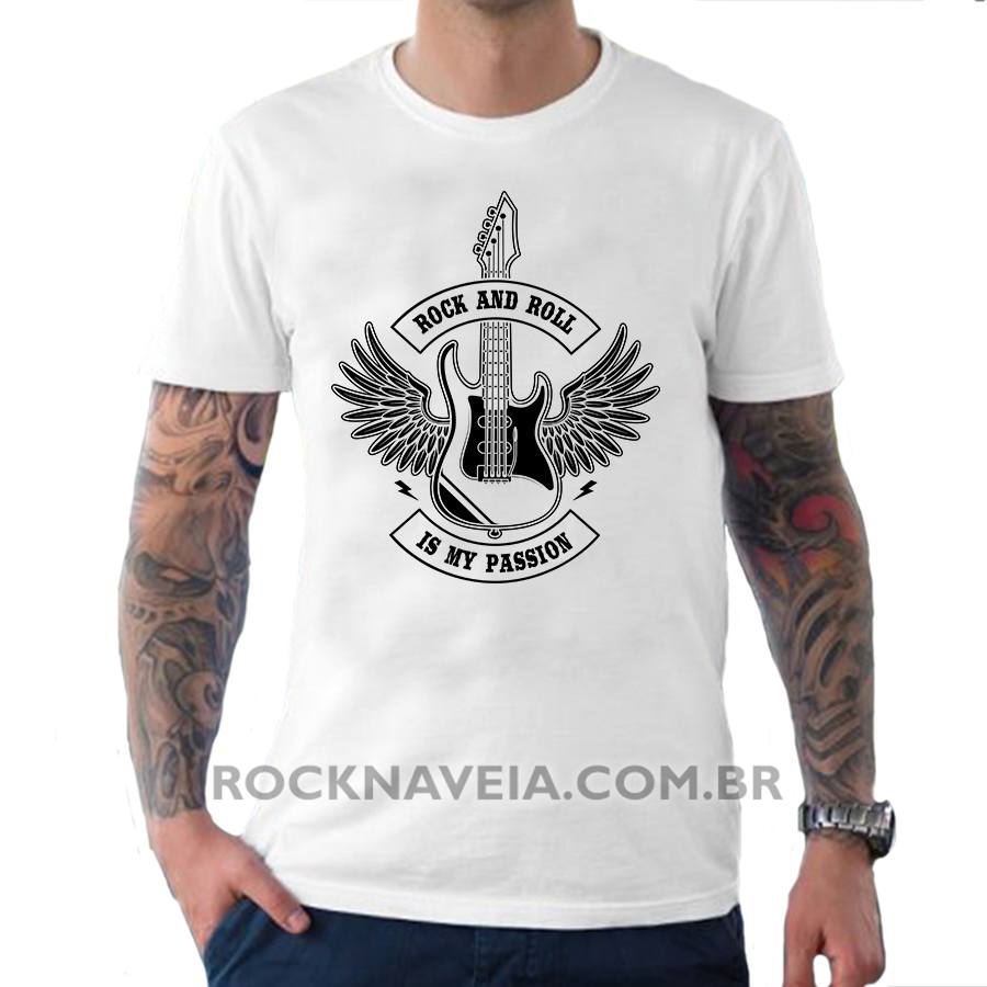 Camiseta Masculina Rock N Roll Is My Passion Estamparia Rock Na Veia