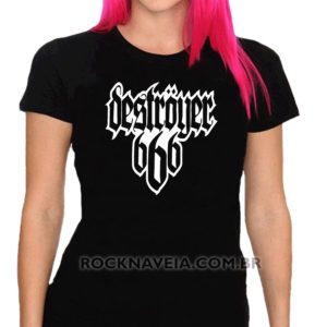 Camiseta feminina baby look Deströyer 666