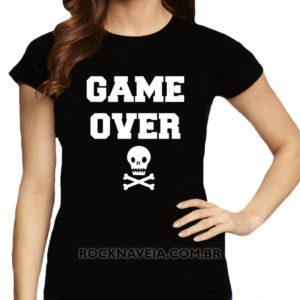 Camiseta feminina baby look Game Over