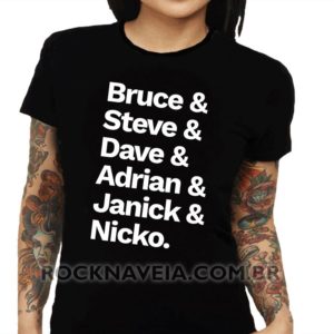 Camiseta Feminina Baby Look Iron Maiden Nomes