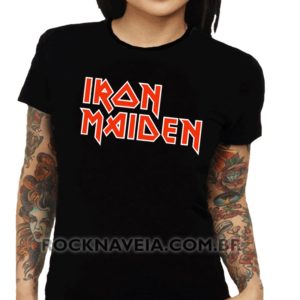 Camiseta Feminina Baby Look Iron Maiden logo clássica versão 1