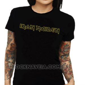 Camiseta Feminina Baby Look Iron Maiden logo clássica versão 3