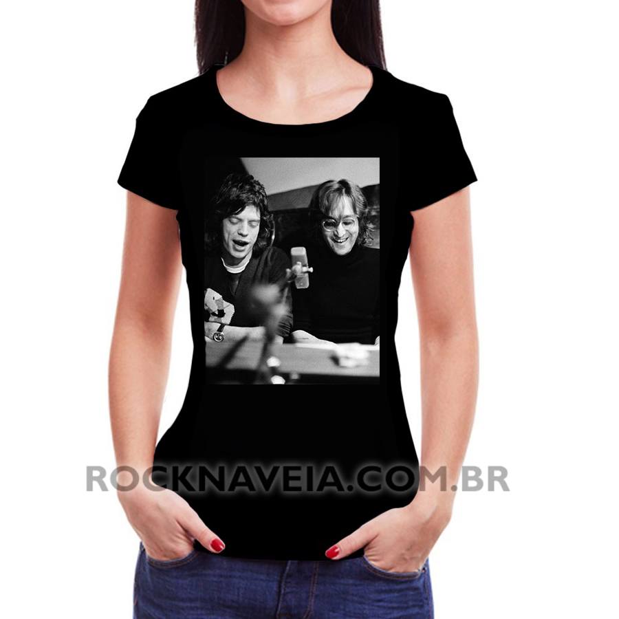 Camiseta Feminina Baby Look Lennon e Mick Jagger Foto