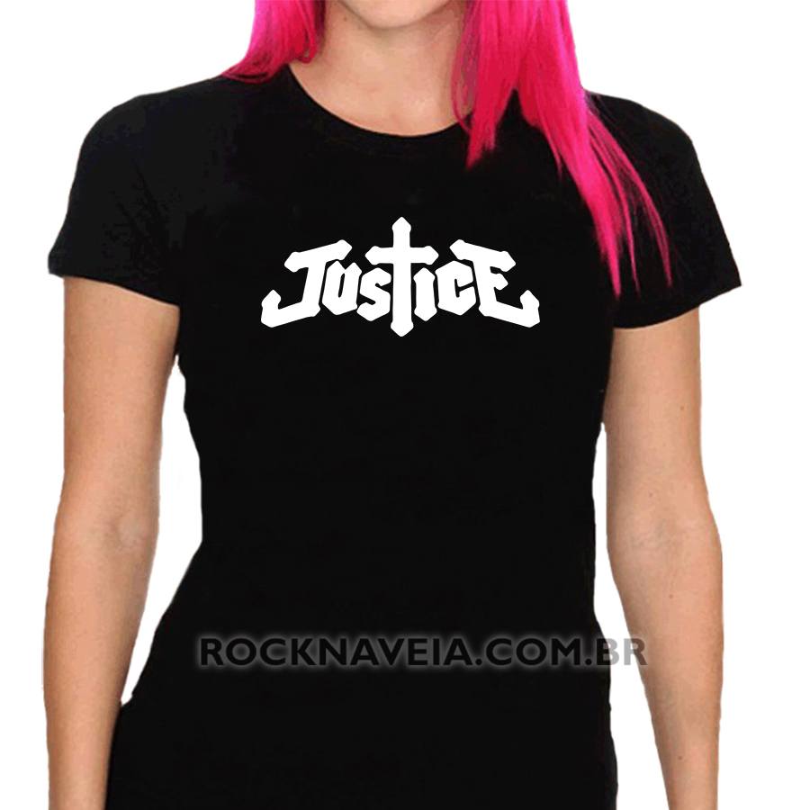Camiseta feminina baby look Justice