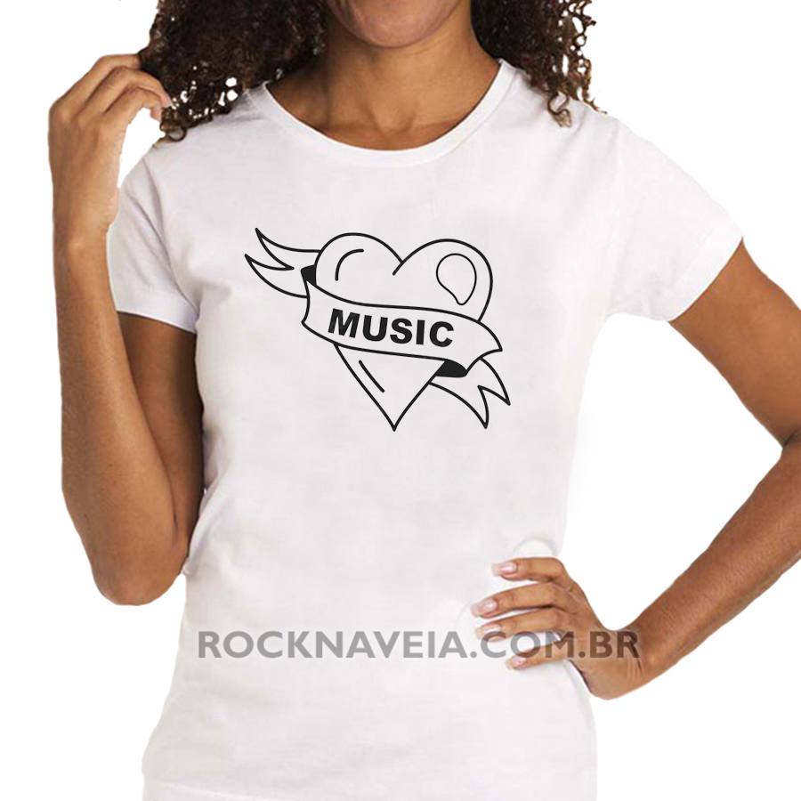Camiseta feminina baby look Music - Imagem 2