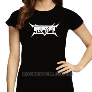 Camiseta feminina baby look Oppression