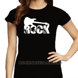 Camiseta feminina baby look Rock n' Roll V19