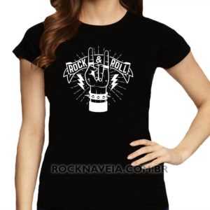 Camiseta feminina baby look Rock n' Roll V22