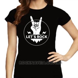 Camiseta feminina baby look Let's Rock