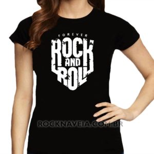 Camiseta feminina baby look Forever Rock n' Roll V2