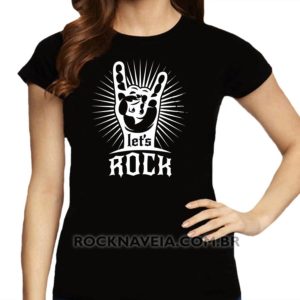 Camiseta feminina baby look Let's Rock V2