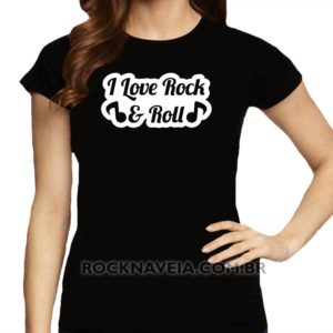 Camiseta feminina baby look I Love Rock n' Roll V2
