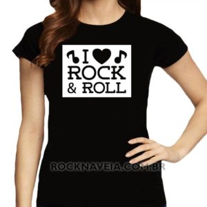 Camiseta feminina baby look I Love Rock n' Roll V3