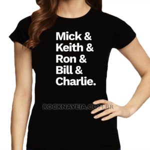 Camiseta Feminina Baby Look Rolling Stones Nomes