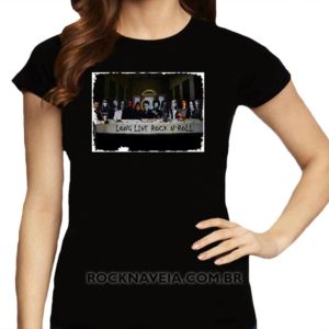 Camiseta Feminina Baby Look Long Live Rock n’ Roll (Santa Ceia do Rock)