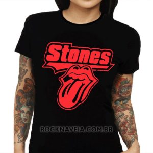 Camiseta feminina baby look The Rolling Stones