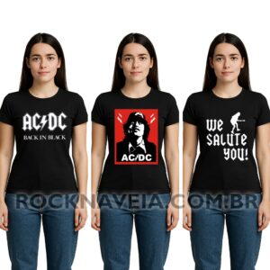 Kit Camiseta feminina baby look AC/DC