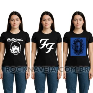 Kit Camiseta feminina baby look Foo Fighters