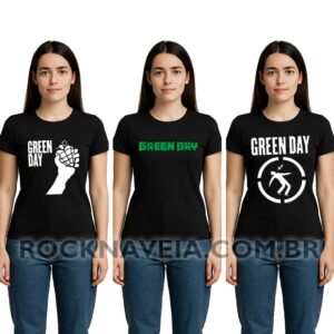 Kit Camiseta feminina baby look Green Day