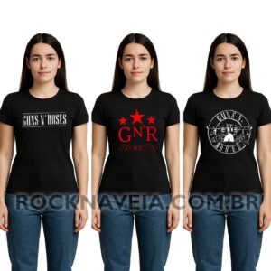 Kit Camiseta feminina baby look Guns N' Roses