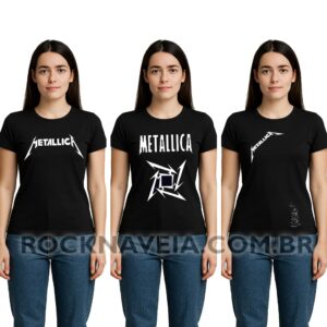 Kit Camiseta feminina baby look Metallica