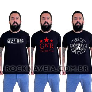 Kit camiseta masculina Guns N' Roses